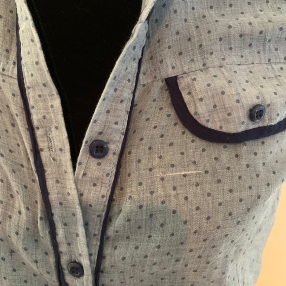 Chloe K Blue Polka Button Collared Sleeveless Top - Picture 3 of 6